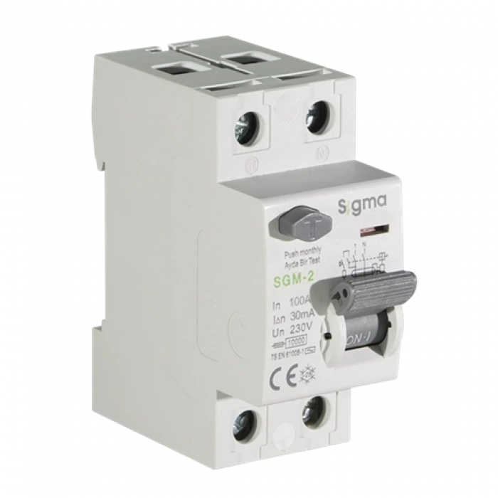 2x100A 30mA Kaçak Akım Koruma Şalteri (AC Tipi) ; 10kA