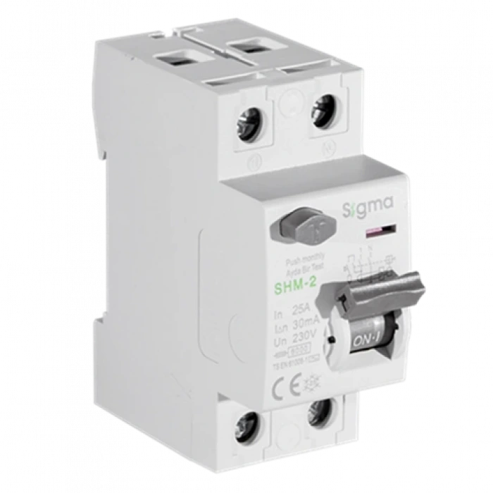 2x25A 30mA Kaçak Akım Koruma Şalteri (AC Tipi) ; 6kA