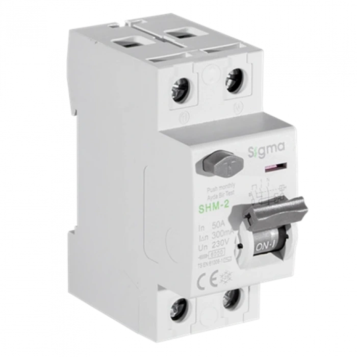 2x50A 300mA Kaçak Akım Koruma Şalteri (AC Tipi) ; 6kA