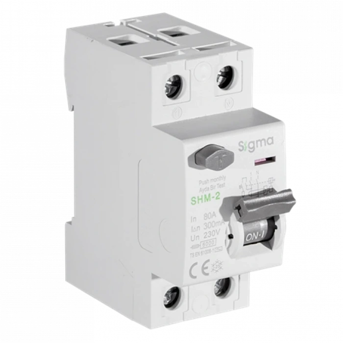2x80A 300mA Kaçak Akım Koruma Şalteri (AC Tipi) ; 6kA