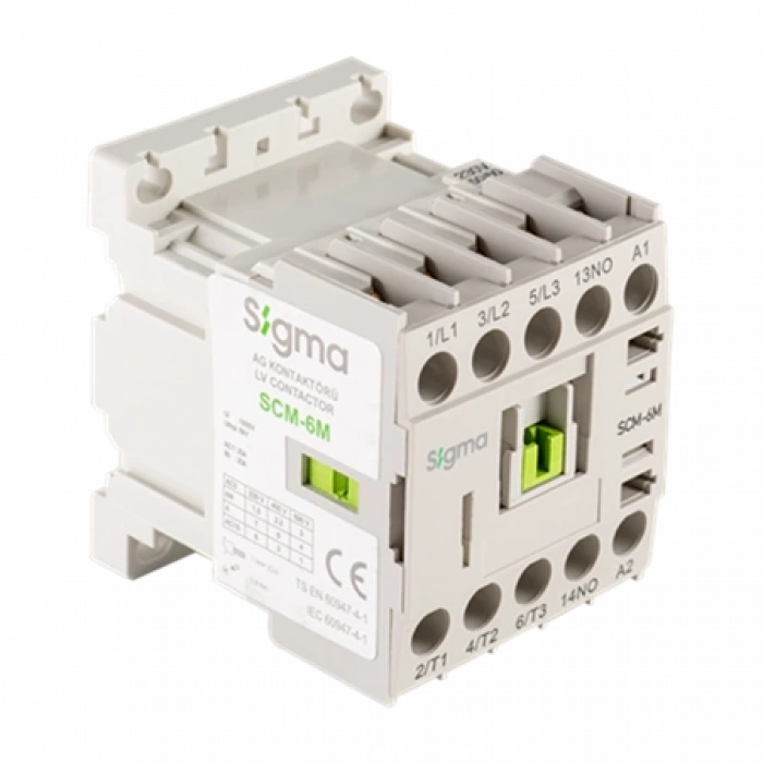 3 Kutuplu Mini Kontaktör - Bobin Devresi :230 VAC ;  Anma Gücü : 7.5kW-Yardımcı Kontak 1NC