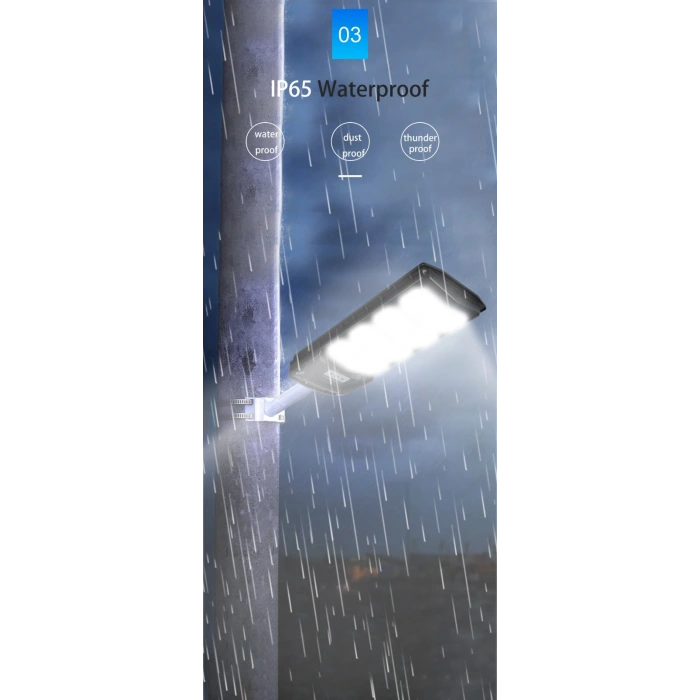 300W Solar Sokak Armatürü ; Sensörlü Ve Kumandalı ; 4800lm ; 6500K-3200K