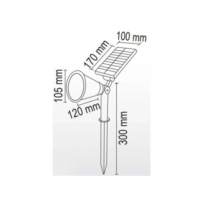 30W Solar Çim Armatürü ; 600lm-300lm ; RGB