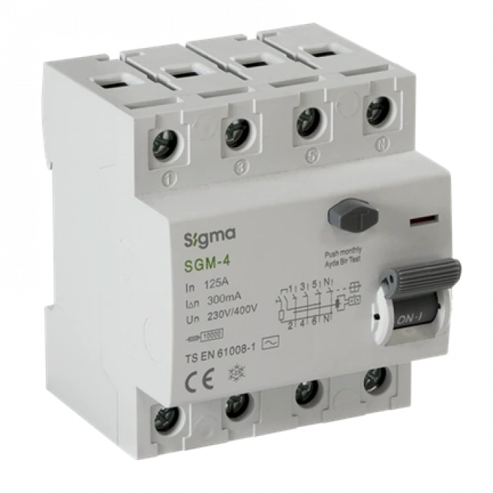 4x125A 300mA Kaçak Akım Koruma Şalteri (AC Tipi) ; 10kA