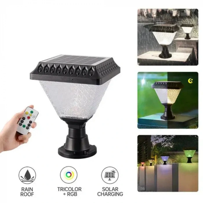 50W Solar Bahçe Armatürü ; Kumandalı ; 1000lm ; 6500K-3200K-RGB Seçmeli