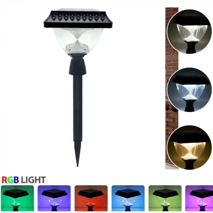 50W Solar Bahçe Armatürü ; Kumandalı ; 1000lm ; 6500K-3200K-RGB Seçmeli