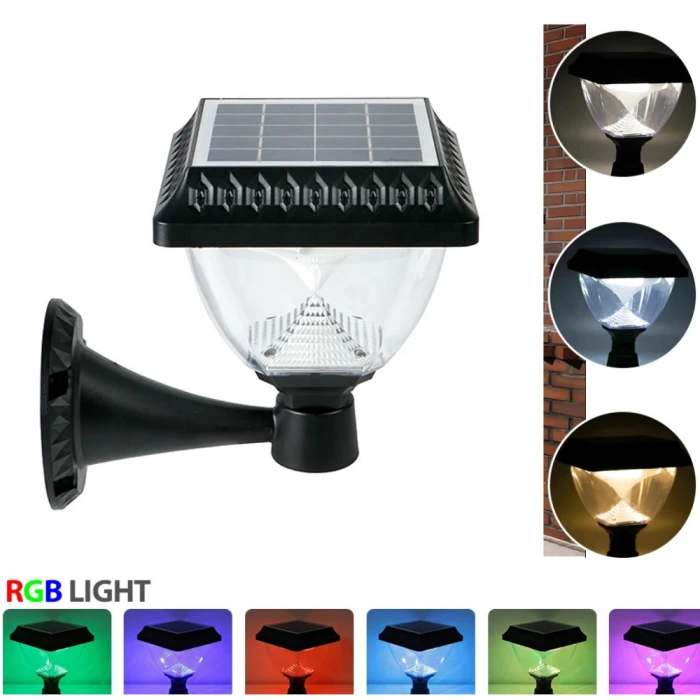 50W Solar Bahçe Armatürü ; Kumandalı ; 1000lm ; 6500K-3200K-RGB Seçmeli