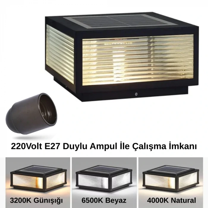 60W Solar Set Üstü Armatürü ; Kumandalı ; 1200lm ; 6500K-4000K-3200K Seçmeli