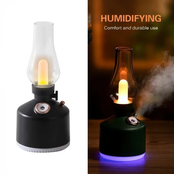 Parfümlü Nostalji Şarjlı Masa Lambası ; Alev+RGB