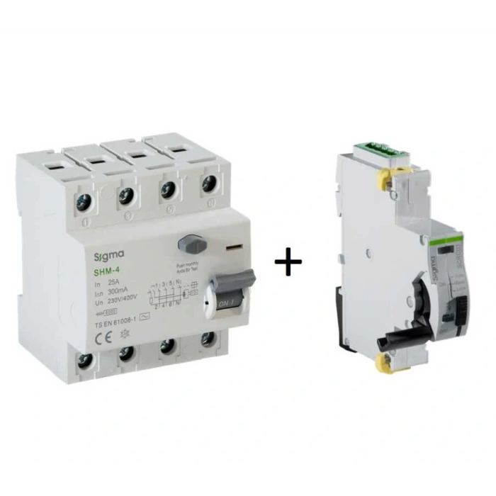 SCRC03 Otomatik Yeniden Kurma Ünitesi + 4x25A 300mA Kaçak Akım Rölesi