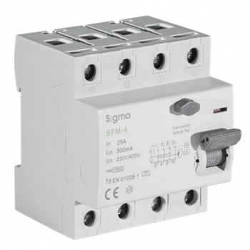 4x25A 300mA Kaçak Akım Koruma Şalteri (AC Tipi) ; Selektif ; 6kA