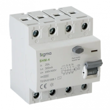 4x25A 300mAKaçak Akım Koruma Şalteri (AC Tipi) ; 6kA
