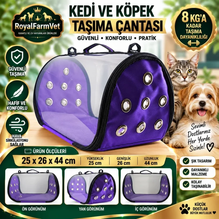 RoyalFarmVet Su Geçirmez Kedi ve Köpek Taşıma Çantası ( Tutma Aparatı ile beraber)
