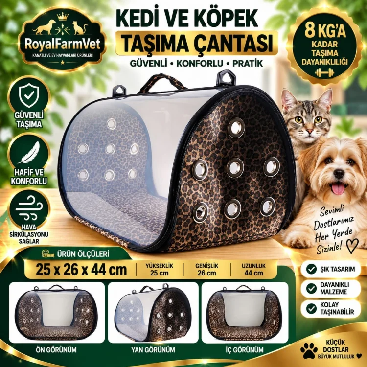 RoyalFarmVet Su Geçirmez Kedi ve Köpek Taşıma Çantası ( Tutma Aparatı ile beraber)