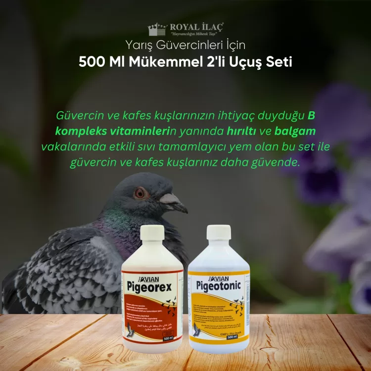 Royal İlaç Güvercin ve Kafes Kuşları İçin 500 Ml Muhteşem İkili Set (Pigeotonic+Pigeorex)