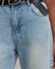 %100 Pamuk Dar Kesim Denim Bermuda-Mavi
