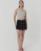 Kuşgözü Detaylı Şort Etek Siyah