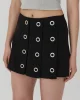 Kuşgözü Detaylı Şort Etek Siyah