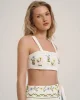 Nakış Detaylı Crop Bluz Ekru
