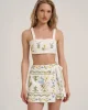 Nakış Detaylı Crop Bluz Ekru