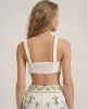Nakış Detaylı Crop Bluz Ekru