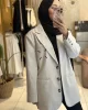 Baskı Detaylı Ceket Gri