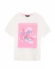 Baskı Detaylı T-shirt Ekru/Pembe