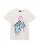 Baskı ve İşleme Detaylı T-shirt Ekru