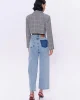 Çift Düğmeli Crop Blazer Ceket Gri