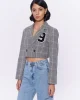 Çift Düğmeli Crop Blazer Ceket Gri