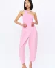 Çizgi Detaylı Pileli Pantolon Pembe