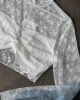 Dantel Crop Bluz Ekru