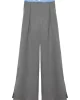 Denim Detaylı Gri Pantolon