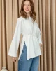 Kadın Düşük Omuz Detaylı Bağlama Aksesuarlı Bluz