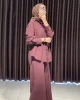 Keten Gömlek Pantolon Takım - Bordo