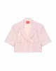 Kruvaze Yaka Cep Detaylı Kısa Ceket Pembe