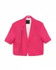 Kruvaze Yaka Vatkalı Ceket Pembe