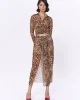 Leopar Desenli Midi Etek Kahve