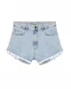 Paçaları Püsküllü Denım Short Buz Mavi