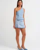 Pencere Detaylı Denim Bluz-Mavi