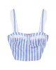 Quzu Brode Detaylı Crop Bluz Mavi