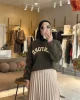 Yazı Baskılı Sweatshirt Haki