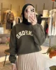 Yazı Baskılı Sweatshirt Haki