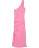 Yırtmaç Ve Büzgülü Elbise Pembe