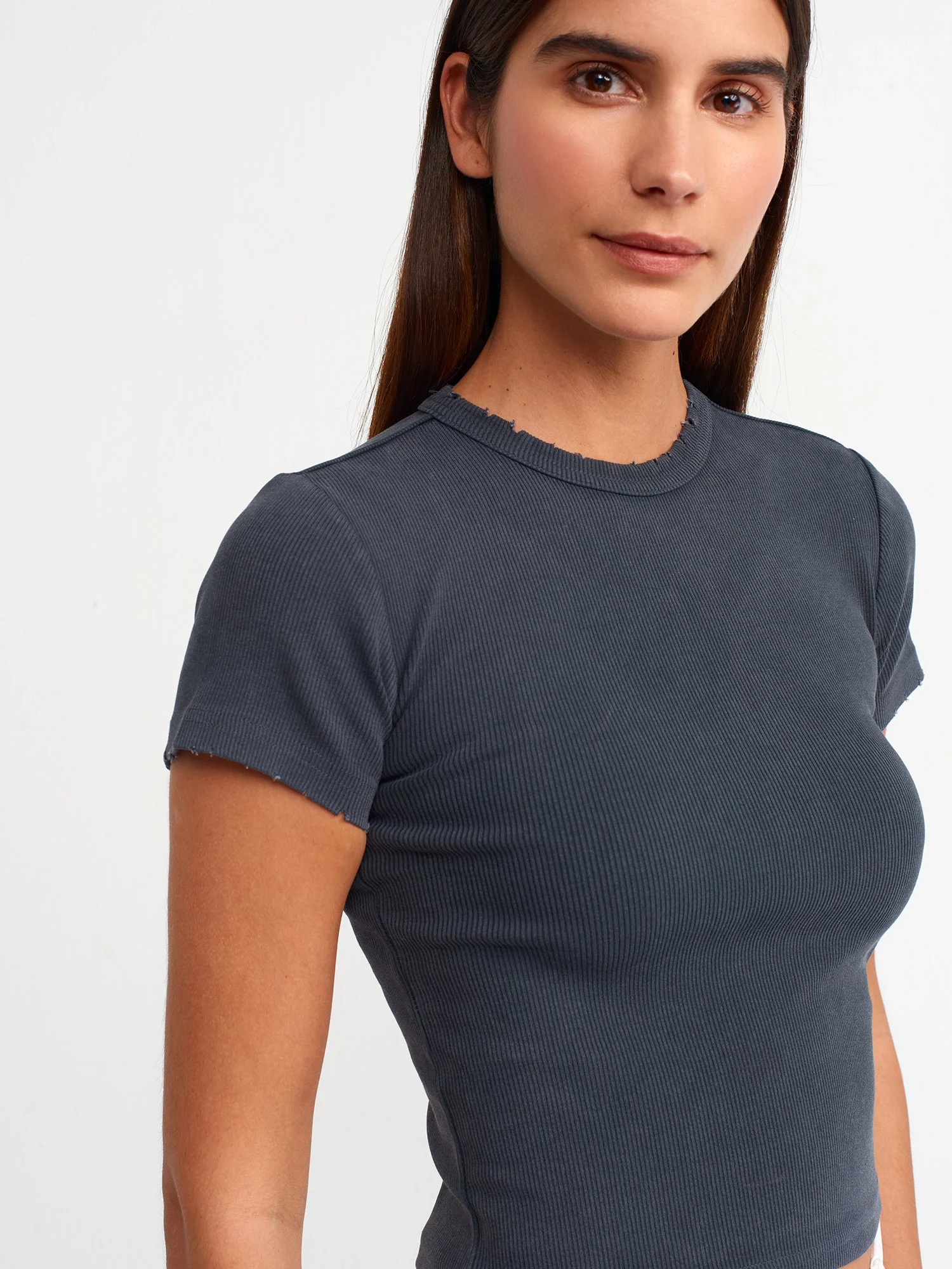 Yıkama Efektli T-Shirt-Haki