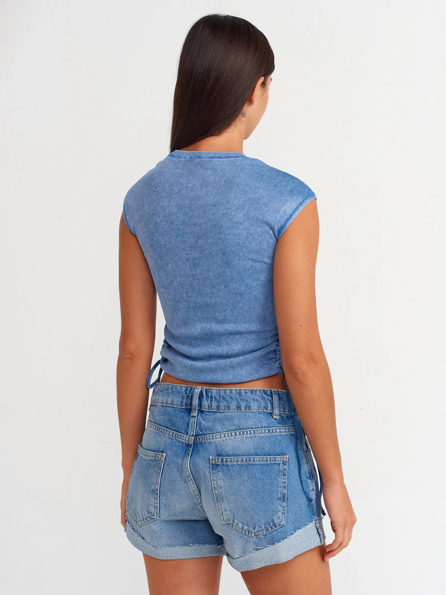 Basic Denim Şort-Koyu Mavi