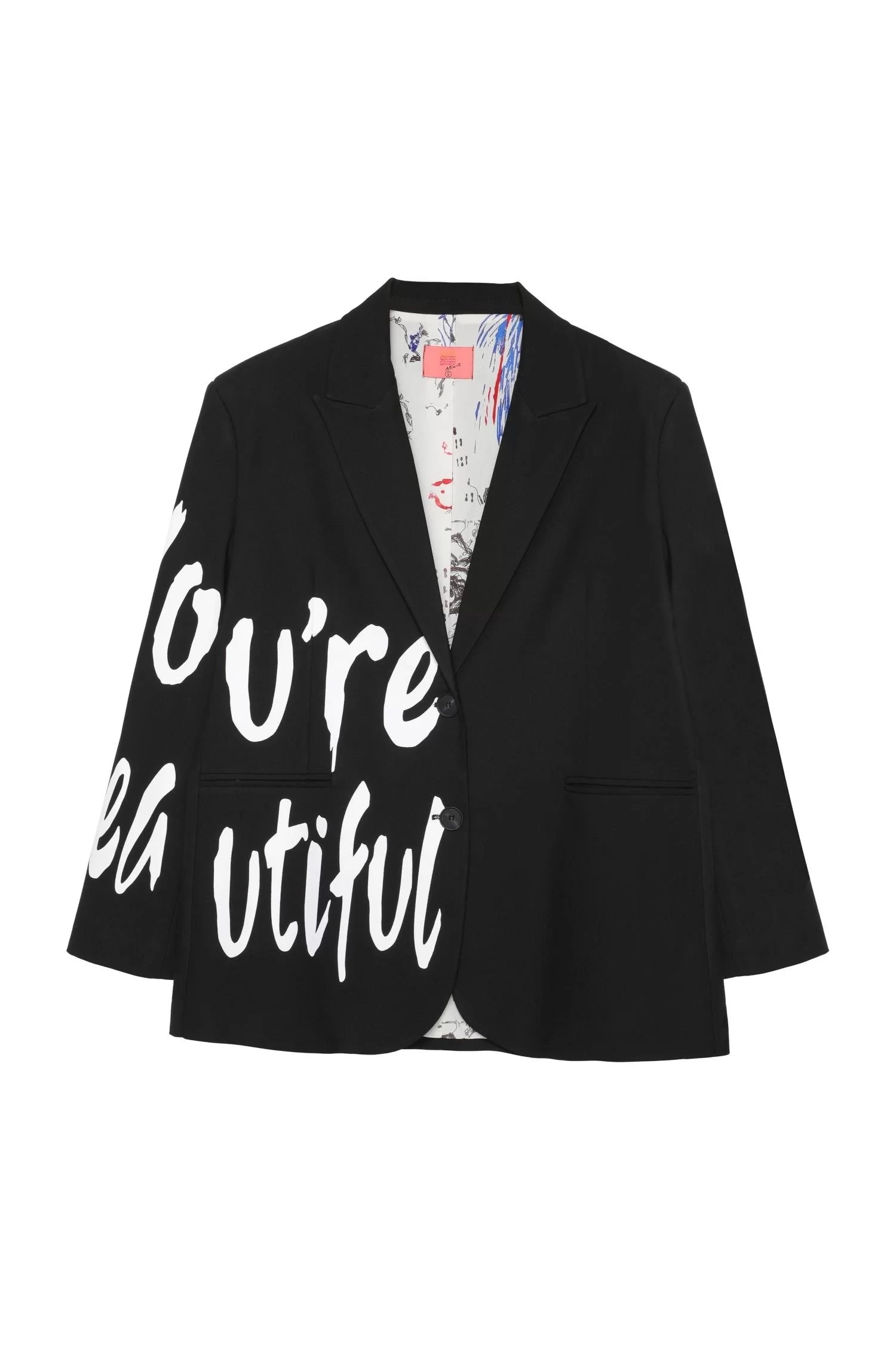 Baskı Detaylı Blazer Ceket Siyah