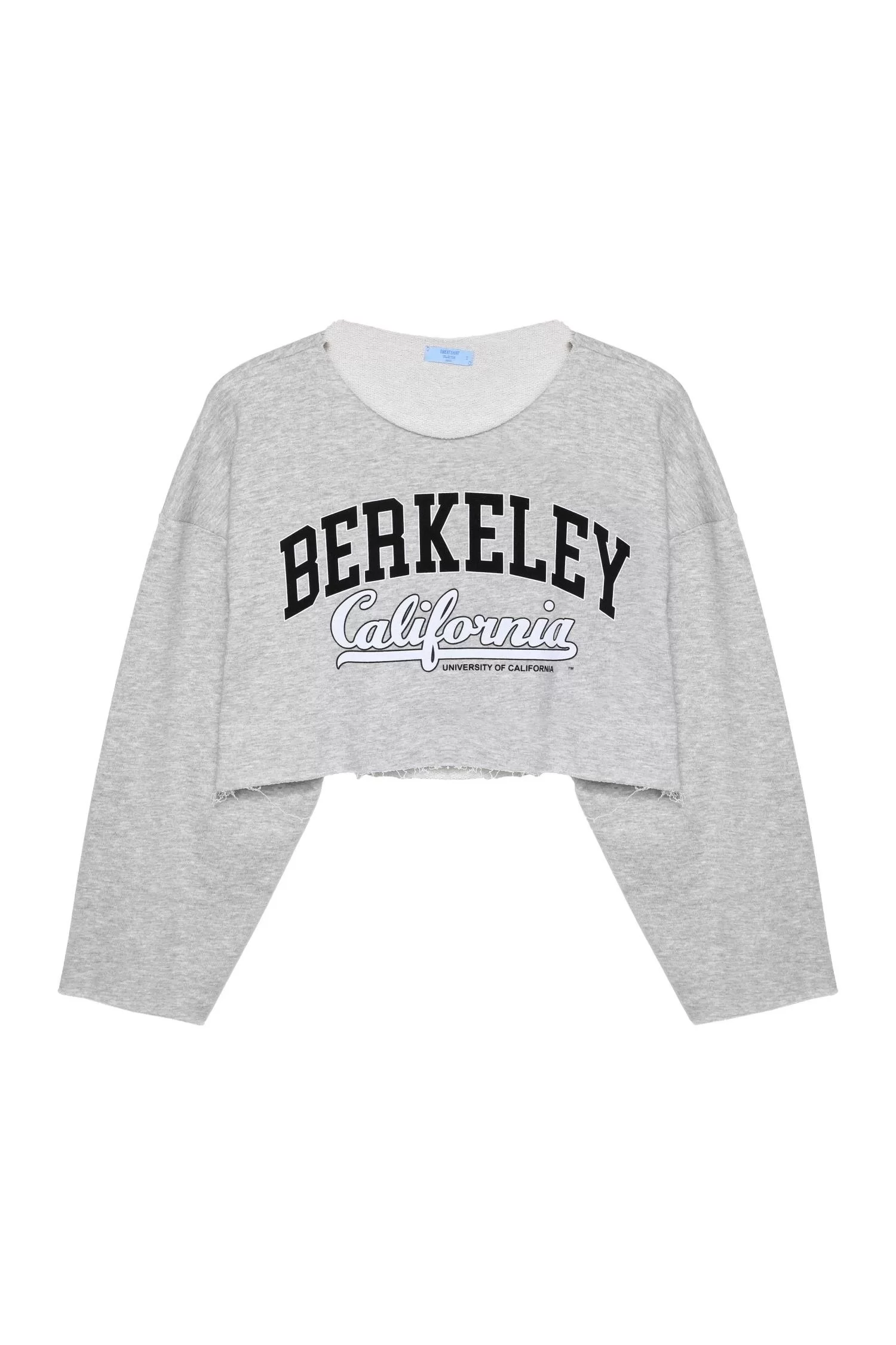 Baskı Detaylı Sweatshirt Gri Melanj
