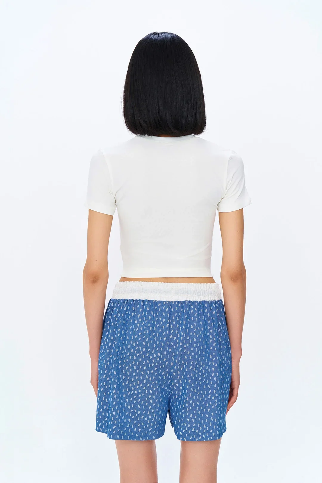 Bisiklet Yaka Basic T-shirt Ekru