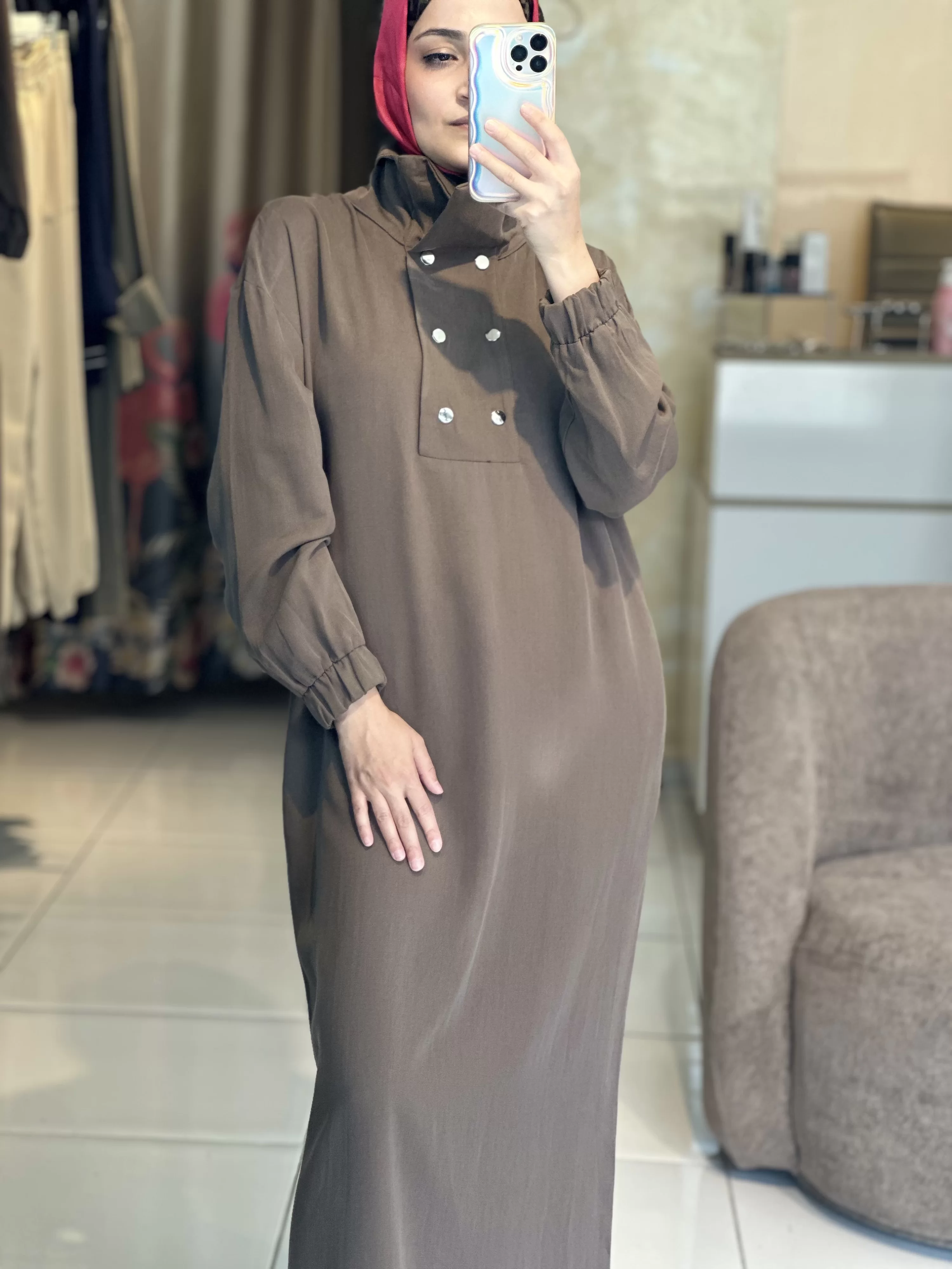 Brown Tensel Elbise